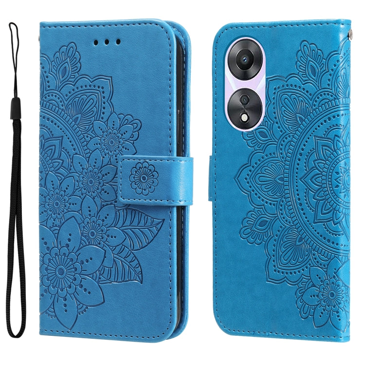 7-petal Flowers Embossing Leather Phone Case, For Huawei nova 10 SE, For Huawei nova 10, For Huawei nova 10 Pro, For OPPO A58 5G