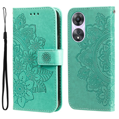 7-petal Flowers Embossing Leather Phone Case, For Huawei nova 10 SE, For Huawei nova 10, For Huawei nova 10 Pro, For OPPO A58 5G