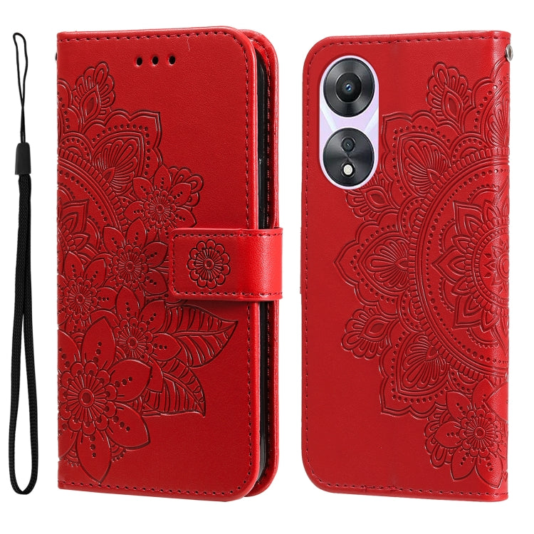 7-petal Flowers Embossing Leather Phone Case, For Huawei nova 10 SE, For Huawei nova 10, For Huawei nova 10 Pro, For OPPO A58 5G