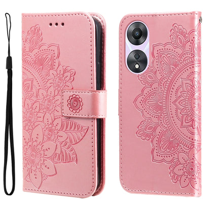 7-petal Flowers Embossing Leather Phone Case, For Huawei nova 10 SE, For Huawei nova 10, For Huawei nova 10 Pro, For OPPO A58 5G