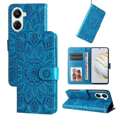 Embossed Sunflower Leather Phone Case, For Huawei nova 10 SE, For Huawei nova 10, For Huawei nova 10 Pro, For OPPO A58 5G