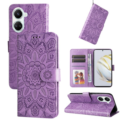 Embossed Sunflower Leather Phone Case, For Huawei nova 10 SE, For Huawei nova 10, For Huawei nova 10 Pro, For OPPO A58 5G
