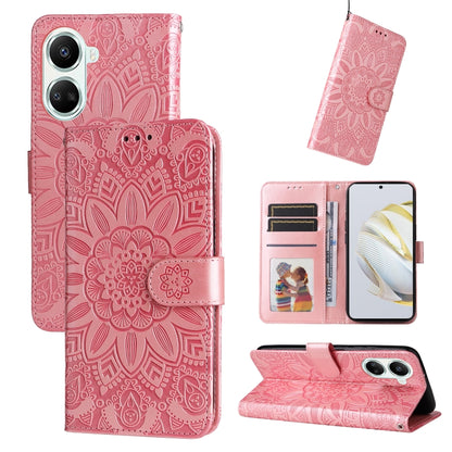 Embossed Sunflower Leather Phone Case, For Huawei nova 10 SE, For Huawei nova 10, For Huawei nova 10 Pro, For OPPO A58 5G