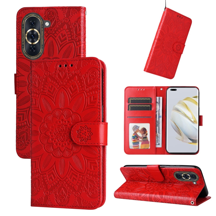Embossed Sunflower Leather Phone Case, For Huawei nova 10 SE, For Huawei nova 10, For Huawei nova 10 Pro, For OPPO A58 5G