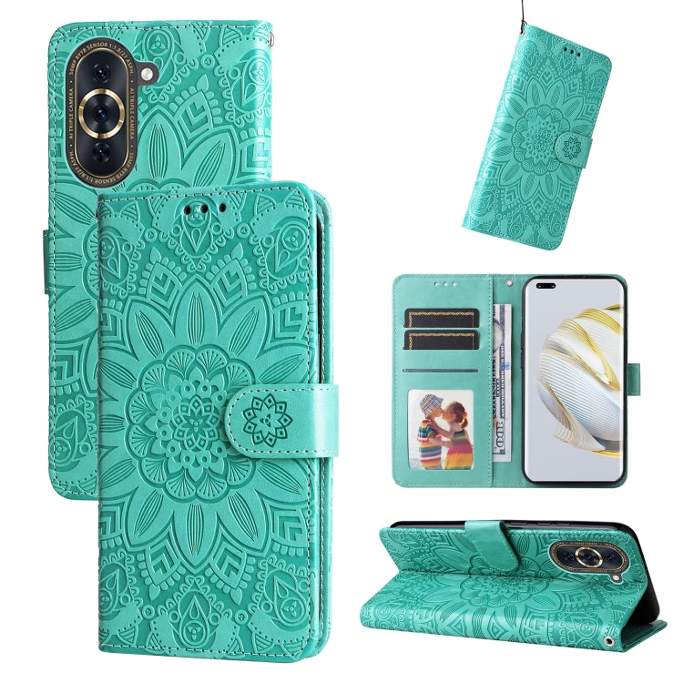 Embossed Sunflower Leather Phone Case, For Huawei nova 10 SE, For Huawei nova 10, For Huawei nova 10 Pro, For OPPO A58 5G