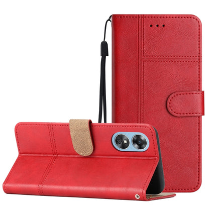Business Style Cowhide Texture Leather Phone Case, For OPPO A17