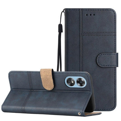 Business Style Cowhide Texture Leather Phone Case, For OPPO A17