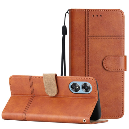 Business Style Cowhide Texture Leather Phone Case, For OPPO A17