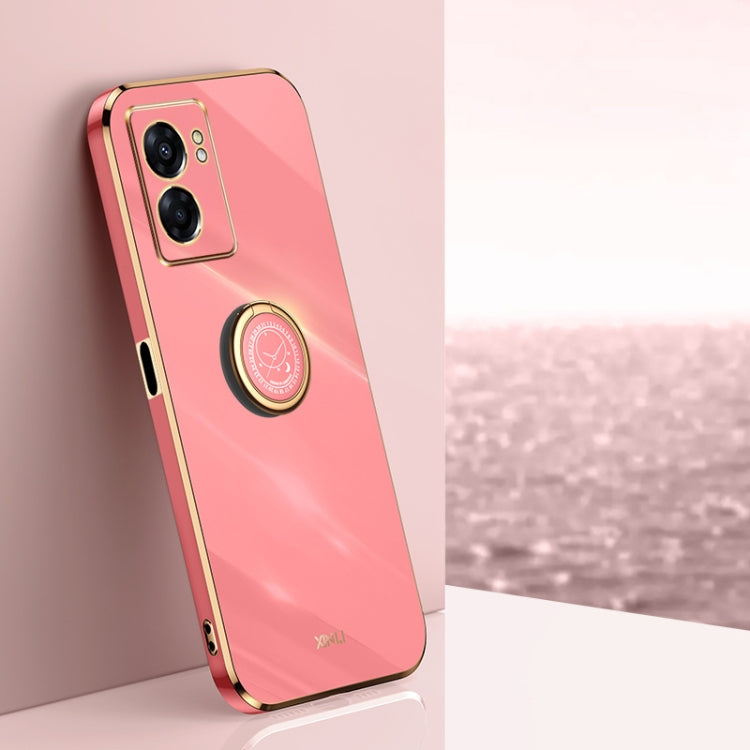 XINLI Straight Edge 6D Electroplate TPU Phone Case with Ring Holder, For OPPO A57, For OPPO A95 5G, For OPPO A96