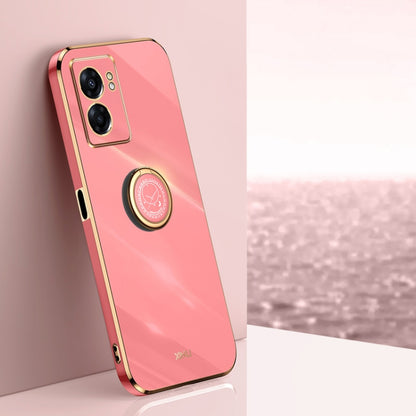 XINLI Straight Edge 6D Electroplate TPU Phone Case with Ring Holder, For OPPO A57, For OPPO A95 5G, For OPPO A96