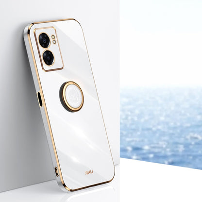 XINLI Straight Edge 6D Electroplate TPU Phone Case with Ring Holder, For OPPO A57, For OPPO A95 5G, For OPPO A96