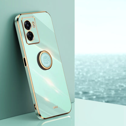 XINLI Straight Edge 6D Electroplate TPU Phone Case with Ring Holder, For OPPO A57, For OPPO A95 5G, For OPPO A96