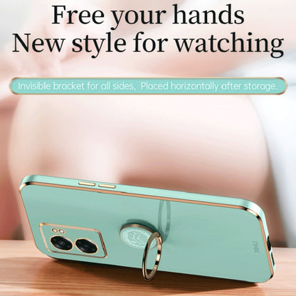 XINLI Straight Edge 6D Electroplate TPU Phone Case with Ring Holder, For OPPO A57, For OPPO A95 5G, For OPPO A96