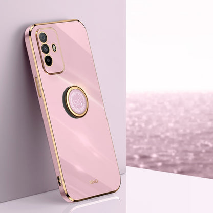 XINLI Straight Edge 6D Electroplate TPU Phone Case with Ring Holder, For OPPO A57, For OPPO A95 5G, For OPPO A96