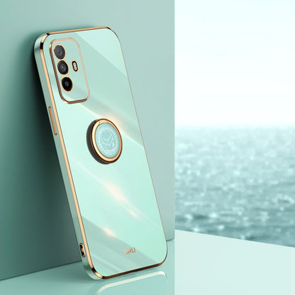 XINLI Straight Edge 6D Electroplate TPU Phone Case with Ring Holder, For OPPO A57, For OPPO A95 5G, For OPPO A96