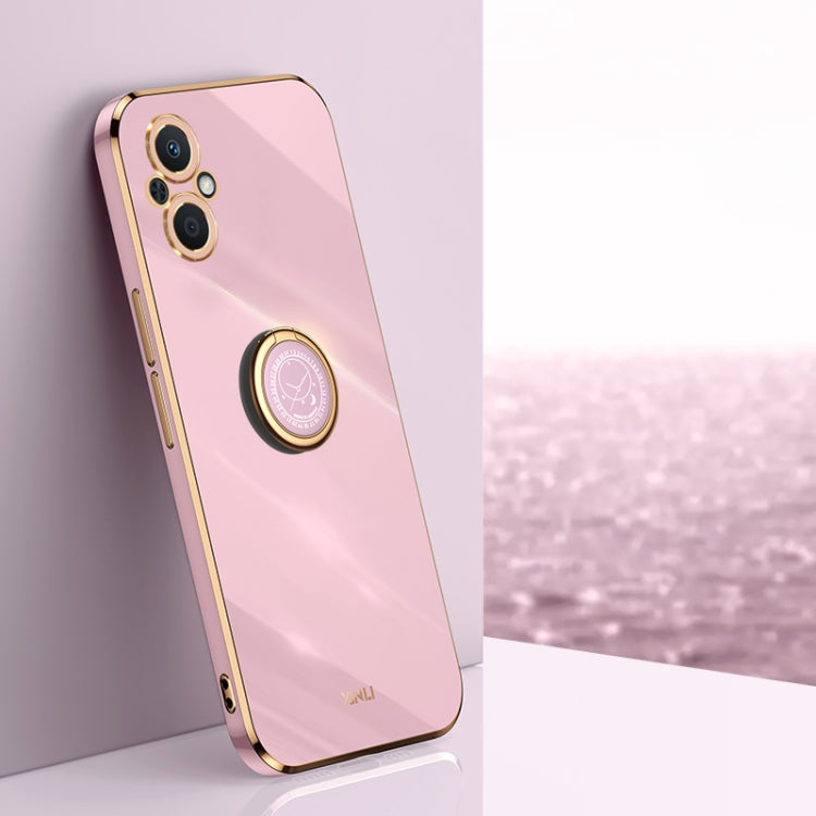 XINLI Straight Edge 6D Electroplate TPU Phone Case with Ring Holder, For OPPO A57, For OPPO A95 5G, For OPPO A96
