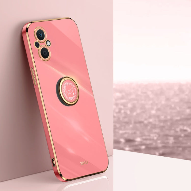 XINLI Straight Edge 6D Electroplate TPU Phone Case with Ring Holder, For OPPO A57, For OPPO A95 5G, For OPPO A96