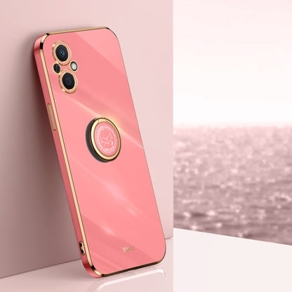 XINLI Straight Edge 6D Electroplate TPU Phone Case with Ring Holder, For OPPO A57, For OPPO A95 5G, For OPPO A96