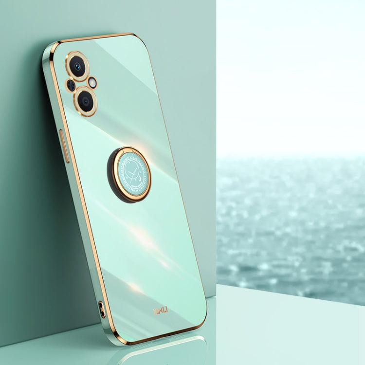 XINLI Straight Edge 6D Electroplate TPU Phone Case with Ring Holder, For OPPO A57, For OPPO A95 5G, For OPPO A96