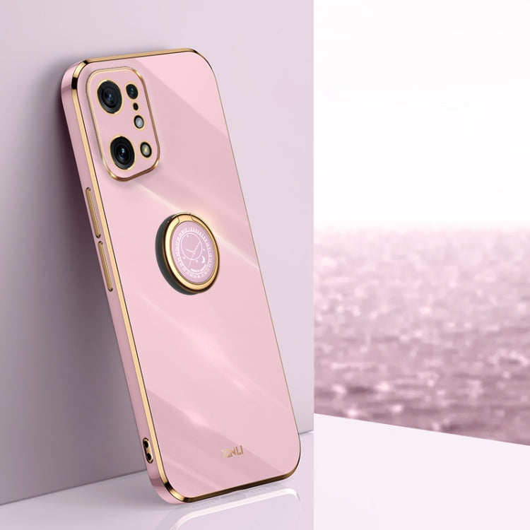 XINLI Straight Edge 6D Electroplate TPU Phone Case with Ring Holder, For OPPO Find X5, For OPPO Find X5 Pro, For OPPO A17