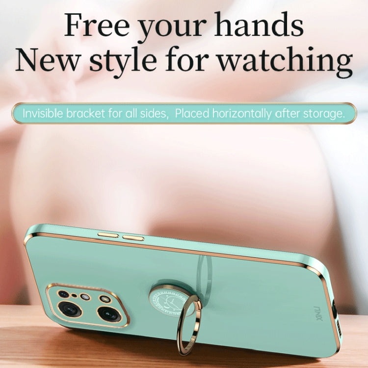 XINLI Straight Edge 6D Electroplate TPU Phone Case with Ring Holder, For OPPO Find X5, For OPPO Find X5 Pro, For OPPO A17