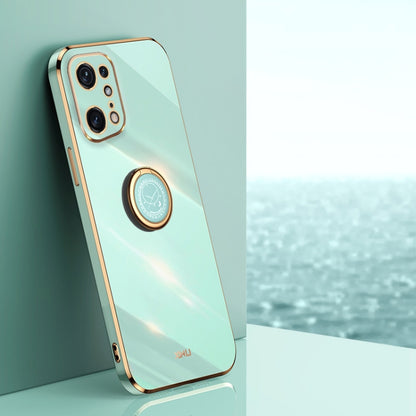 XINLI Straight Edge 6D Electroplate TPU Phone Case with Ring Holder, For OPPO Find X5, For OPPO Find X5 Pro, For OPPO A17