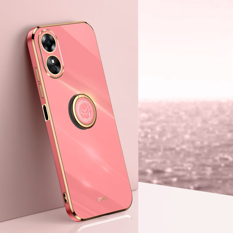 XINLI Straight Edge 6D Electroplate TPU Phone Case with Ring Holder, For OPPO Find X5, For OPPO Find X5 Pro, For OPPO A17