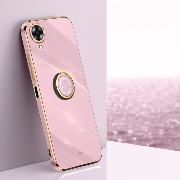 XINLI Straight Edge 6D Electroplate TPU Phone Case with Ring Holder, For OPPO A17k, For OPPO A36, For OPPO A58 5G