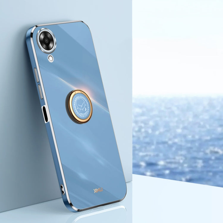 XINLI Straight Edge 6D Electroplate TPU Phone Case with Ring Holder, For OPPO A17k, For OPPO A36, For OPPO A58 5G
