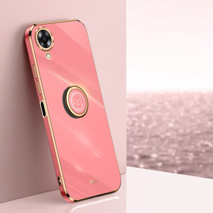 XINLI Straight Edge 6D Electroplate TPU Phone Case with Ring Holder, For OPPO A17k, For OPPO A36, For OPPO A58 5G