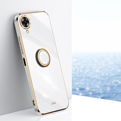 XINLI Straight Edge 6D Electroplate TPU Phone Case with Ring Holder, For OPPO A17k, For OPPO A36, For OPPO A58 5G