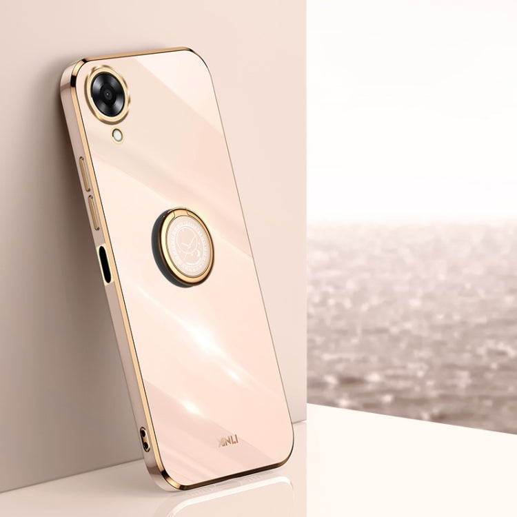 XINLI Straight Edge 6D Electroplate TPU Phone Case with Ring Holder, For OPPO A17k, For OPPO A36, For OPPO A58 5G
