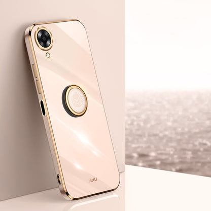 XINLI Straight Edge 6D Electroplate TPU Phone Case with Ring Holder, For OPPO A17k, For OPPO A36, For OPPO A58 5G