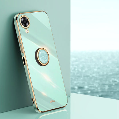XINLI Straight Edge 6D Electroplate TPU Phone Case with Ring Holder, For OPPO A17k, For OPPO A36, For OPPO A58 5G