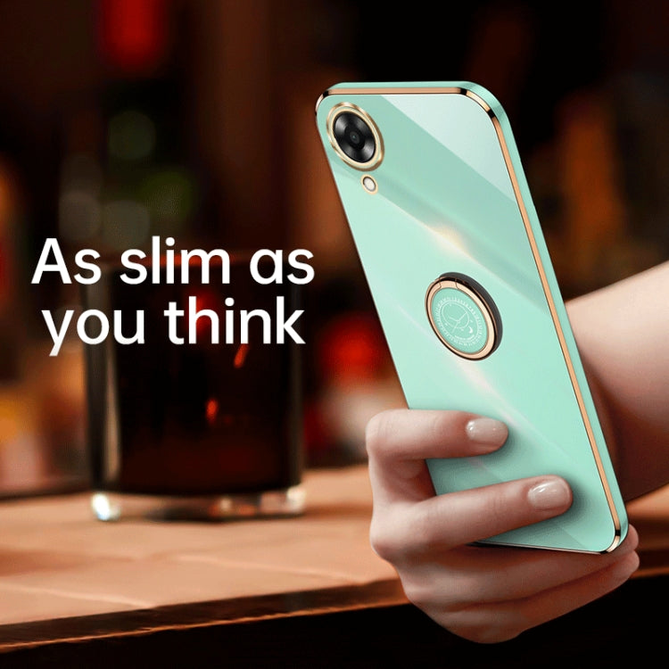 XINLI Straight Edge 6D Electroplate TPU Phone Case with Ring Holder, For OPPO A17k, For OPPO A36, For OPPO A58 5G
