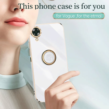 XINLI Straight Edge 6D Electroplate TPU Phone Case with Ring Holder, For OPPO A17k, For OPPO A36, For OPPO A58 5G