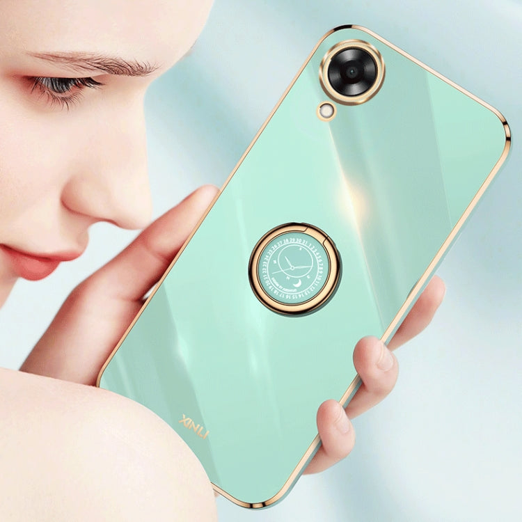XINLI Straight Edge 6D Electroplate TPU Phone Case with Ring Holder, For OPPO A17k, For OPPO A36, For OPPO A58 5G