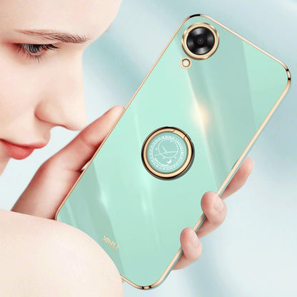 XINLI Straight Edge 6D Electroplate TPU Phone Case with Ring Holder, For OPPO A17k, For OPPO A36, For OPPO A58 5G
