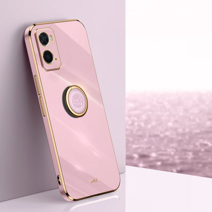XINLI Straight Edge 6D Electroplate TPU Phone Case with Ring Holder, For OPPO A17k, For OPPO A36, For OPPO A58 5G