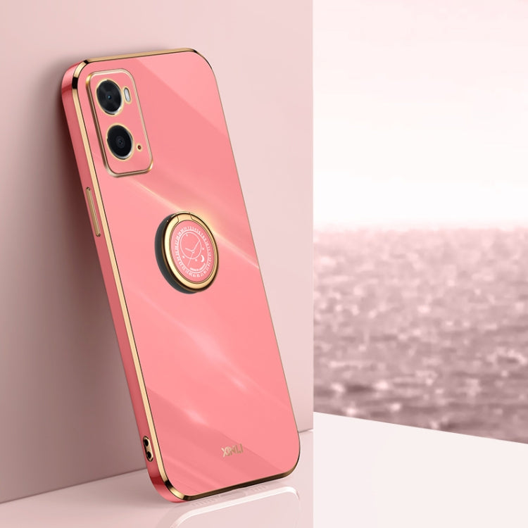 XINLI Straight Edge 6D Electroplate TPU Phone Case with Ring Holder, For OPPO A17k, For OPPO A36, For OPPO A58 5G