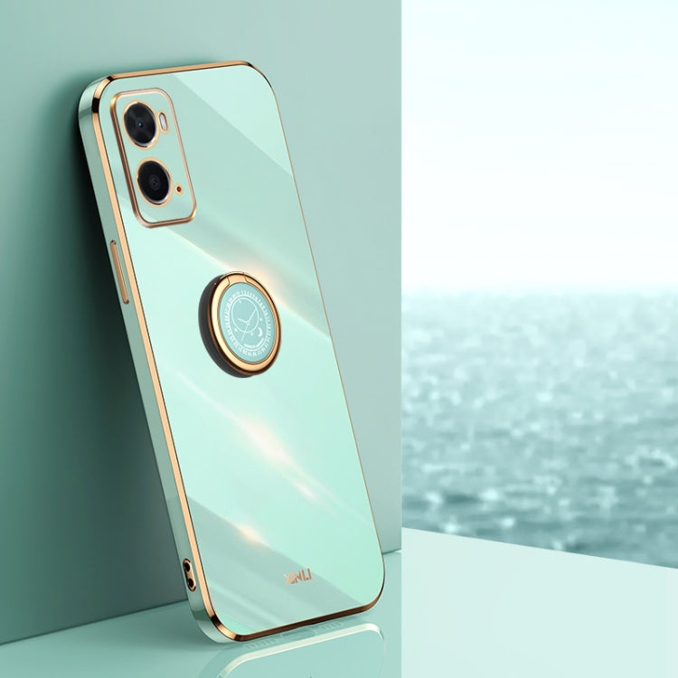 XINLI Straight Edge 6D Electroplate TPU Phone Case with Ring Holder, For OPPO A17k, For OPPO A36, For OPPO A58 5G