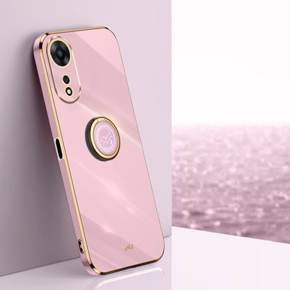 XINLI Straight Edge 6D Electroplate TPU Phone Case with Ring Holder, For OPPO A17k, For OPPO A36, For OPPO A58 5G