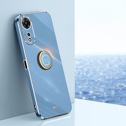 XINLI Straight Edge 6D Electroplate TPU Phone Case with Ring Holder, For OPPO A17k, For OPPO A36, For OPPO A58 5G