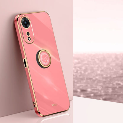 XINLI Straight Edge 6D Electroplate TPU Phone Case with Ring Holder, For OPPO A17k, For OPPO A36, For OPPO A58 5G