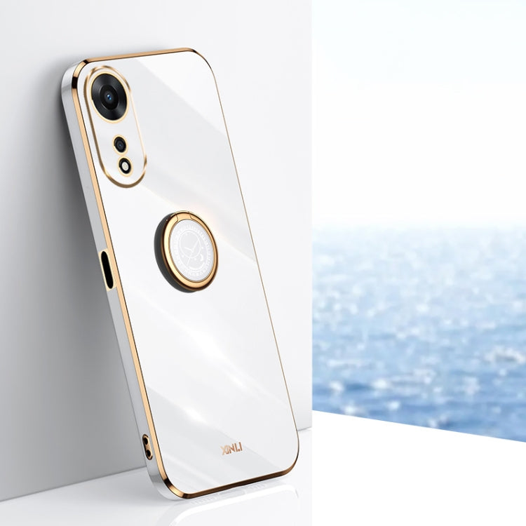 XINLI Straight Edge 6D Electroplate TPU Phone Case with Ring Holder, For OPPO A17k, For OPPO A36, For OPPO A58 5G