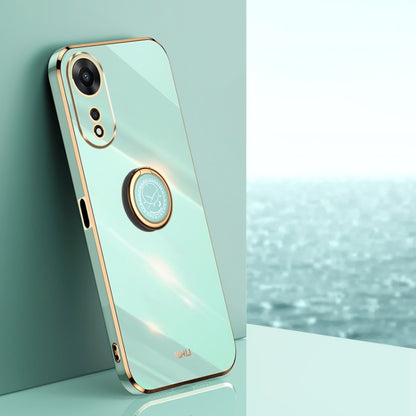 XINLI Straight Edge 6D Electroplate TPU Phone Case with Ring Holder, For OPPO A17k, For OPPO A36, For OPPO A58 5G