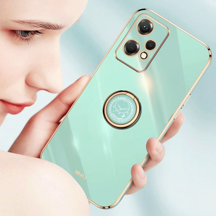 XINLI Straight Edge 6D Electroplate TPU Phone Case with Ring Holder, For OPPO K10x, For OPPO Reno7 4G Global, For OPPO Reno7 SE