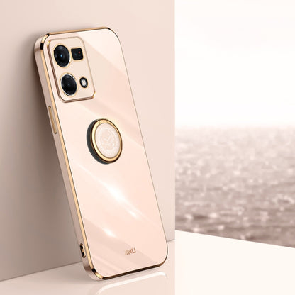 XINLI Straight Edge 6D Electroplate TPU Phone Case with Ring Holder, For OPPO K10x, For OPPO Reno7 4G Global, For OPPO Reno7 SE