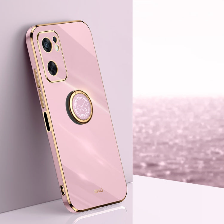 XINLI Straight Edge 6D Electroplate TPU Phone Case with Ring Holder, For OPPO K10x, For OPPO Reno7 4G Global, For OPPO Reno7 SE