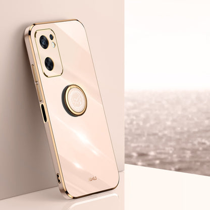 XINLI Straight Edge 6D Electroplate TPU Phone Case with Ring Holder, For OPPO K10x, For OPPO Reno7 4G Global, For OPPO Reno7 SE